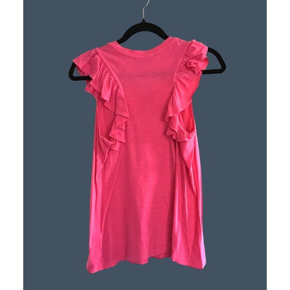 GIBSON- WOMEN FUSHIARUFFLE SLEEVE RACEBACK TANK TOP SIZE X-SMALL - Picture 2 of 7